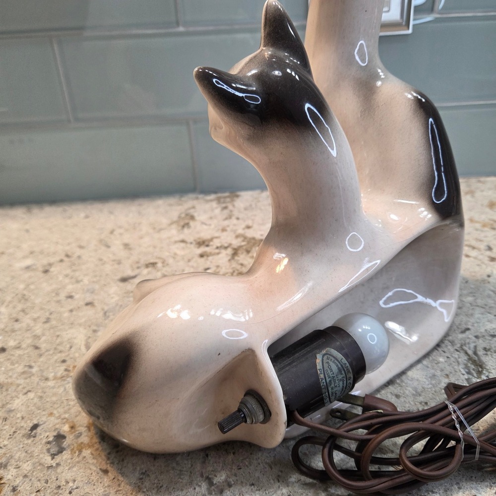 Vintage Lane & Co California Siamese Cat TV Lamp Mid Century Modern Ceramic MCM - Picture 15 of 16